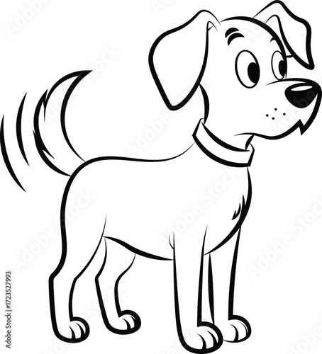 cute dog is standing vector outline