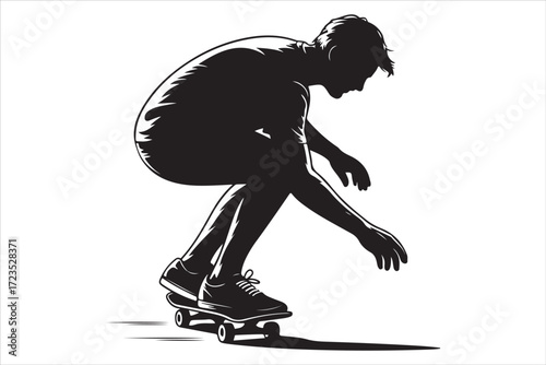Skateboarder Vector Silhouette Urban Street Sports Design
