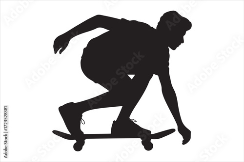 Skateboarder Vector Silhouette Urban Street Sports Design