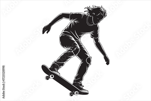 Skateboarder Vector Silhouette Urban Street Sports Design