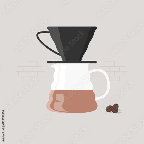 Coffee server and dripper brewing setup and beans