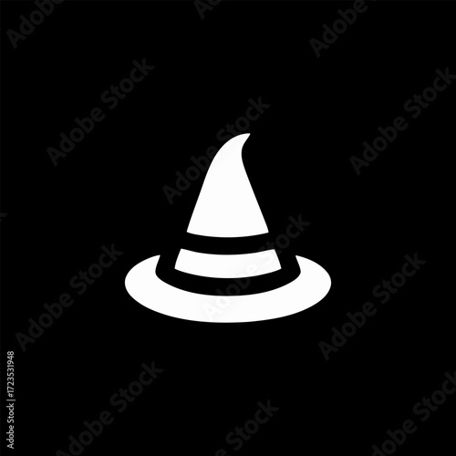 Minimalist Witch Hat Vector Illustration on Black