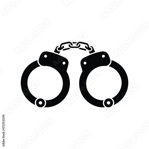 Black handcuffs metal police security equipment isolated on transparent background law enforcement crime