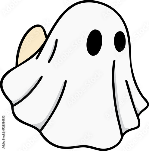 Cartoon Duck Ghost Illustration White Sheet Ghost with Two Black Eyes