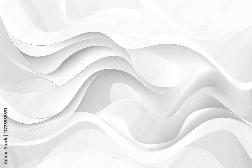 Obraz premium Abstract grayscale image featuring flowing, wave-like forms creating a three-dimensional, undulating pattern. The shades of gray and white suggest depth and movement