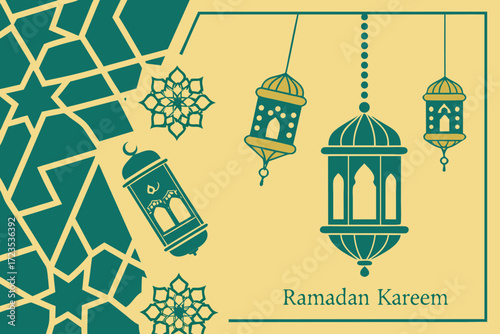 Traditional ramadan kareem fanous pattern with islamic geometric motifs and ornate details for festive celebrations