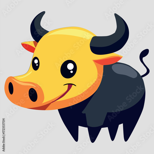 Cute Cartoon Bull Vector Illustration