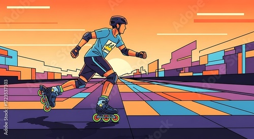 Inline skater at sunset.