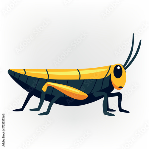 Cute Cartoon Grasshopper Vector Illustration