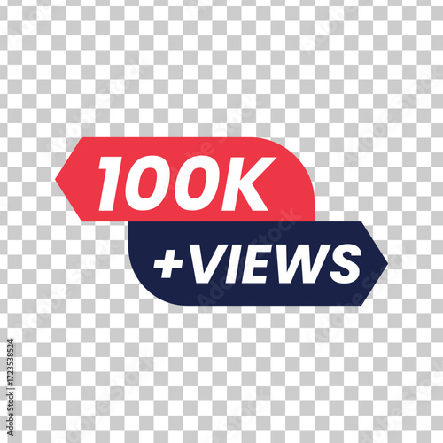 Illustration of a badge indicating 100k views, symbolizing popularity and engagement on social media