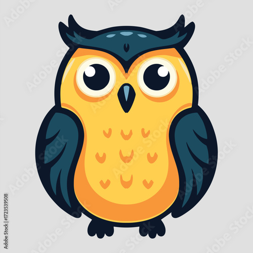 cute blue yellow animated owl