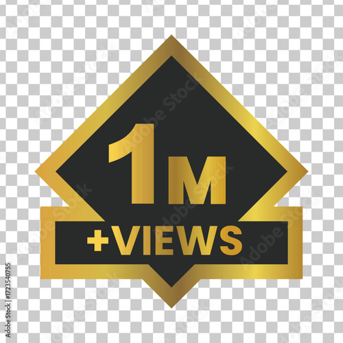 Golden 1m views badge with a black background, indicating a popular video or content online