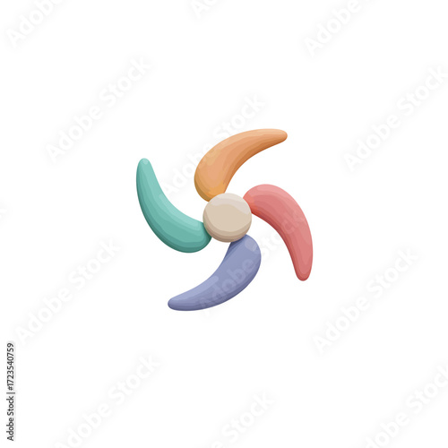 Colorful pinwheel spinning gently in the breeze on a sunny day, creating a playful and cheerful atmosphere, perfect for summer fun and childhood memories.