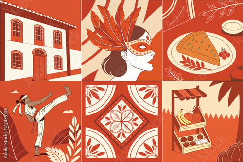 Colorful Collage of Brazilian Culture and Traditions