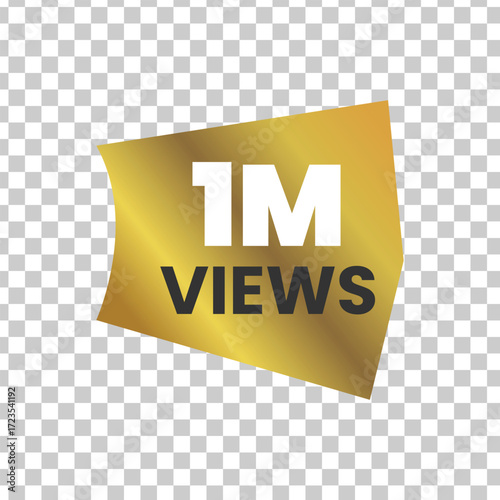 Golden 1m views badge with a white number, indicating a popular video or content online