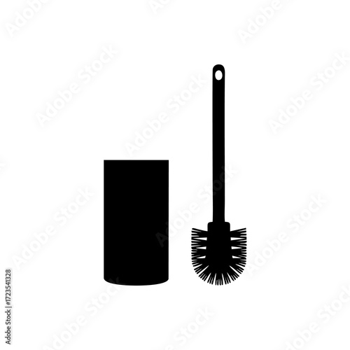 vector silhouette of a toilet brush with a white background