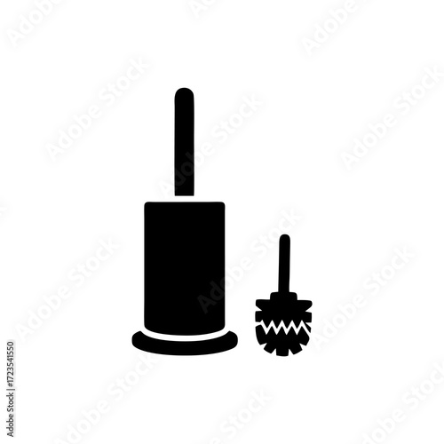 vector silhouette of a toilet brush with a white background
