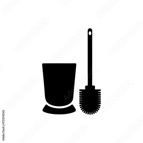 vector silhouette of a toilet brush with a white background