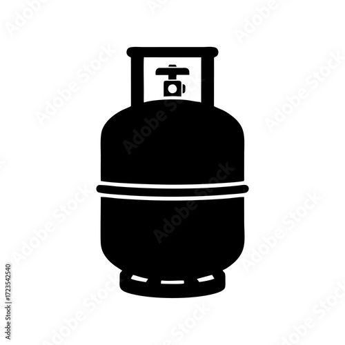 vector silhouette of a gas cylinder with a white background