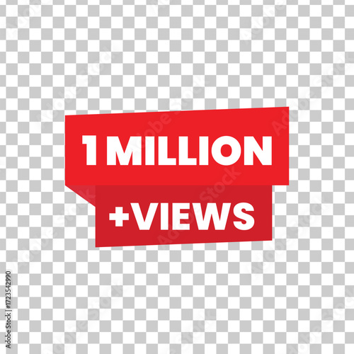 1 million plus views banner on transparent background for social media content and marketing