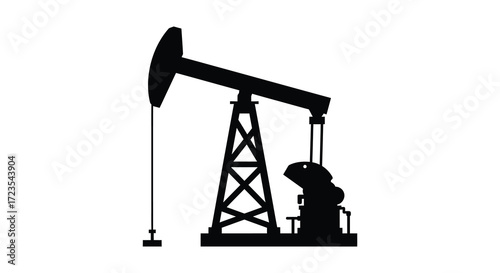 Black oil pump jack against white background industrial machinery silhouette