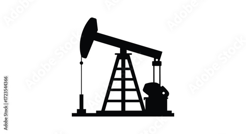 Black oil pump jack machinery graphic against a white background silhouette
