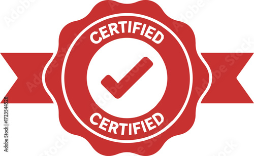 Vector art of certified stamp with check mark for quality assurance