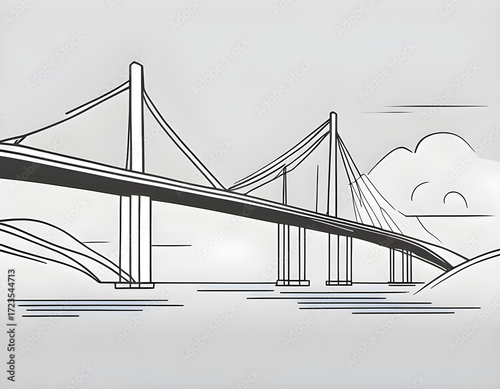 Fototapeta premium Simple strokes modern line art bridge background