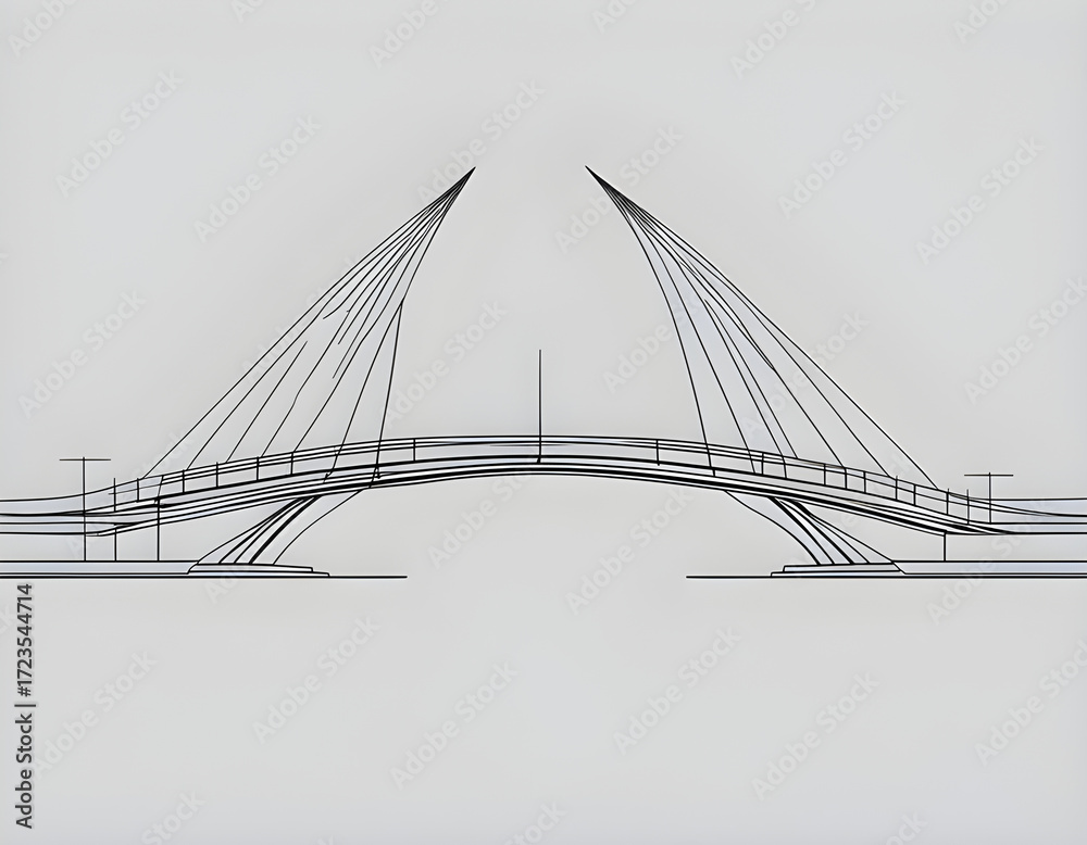 Fototapeta premium Simple strokes modern line art bridge background