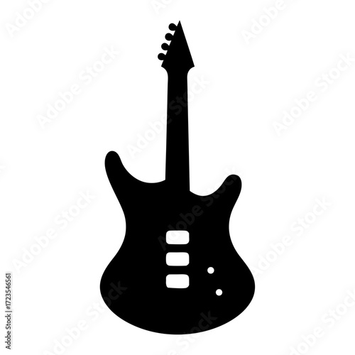 Black electric guitar silhouette on a white background