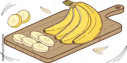 Elegant and Versatile Food Graphic Design - This banana illustration with a brown outline is easy to integrate into a variety of color palettes and backgrounds, from print to digital.