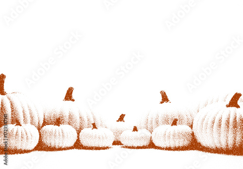 Pumpkin vegetable in retro dotwork style to celebrate autumn harvest season, Thanksgiving and Halloween