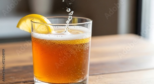 Iced tea with lemon.