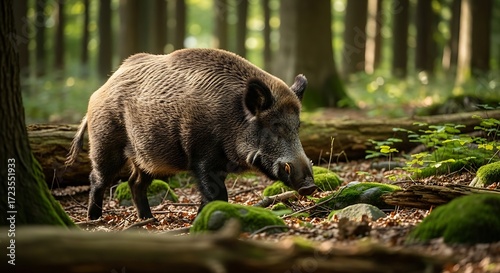 Wild boar in forest.