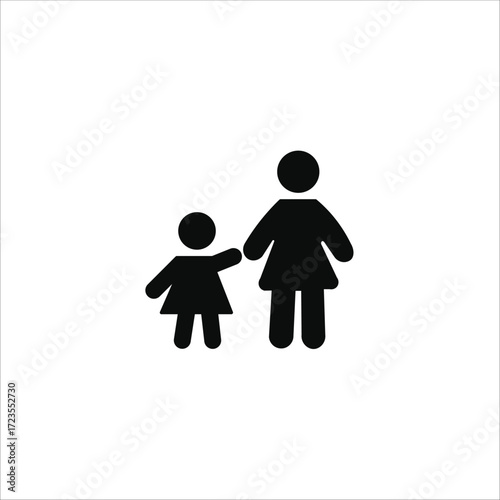 mother and daughter icons. simple solid vector illustration
