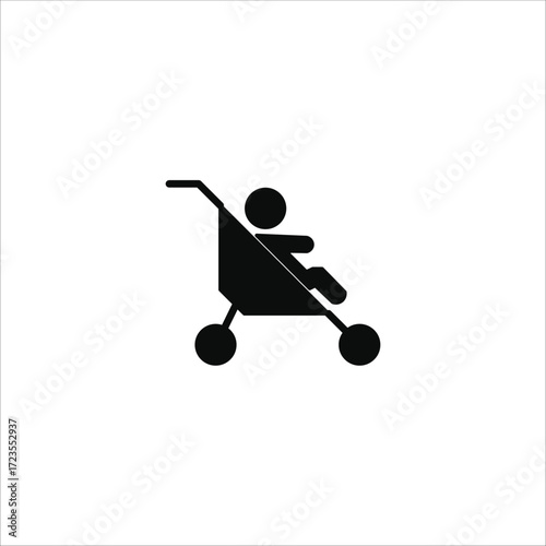 children in a stroller icons. simple solid vector illustration