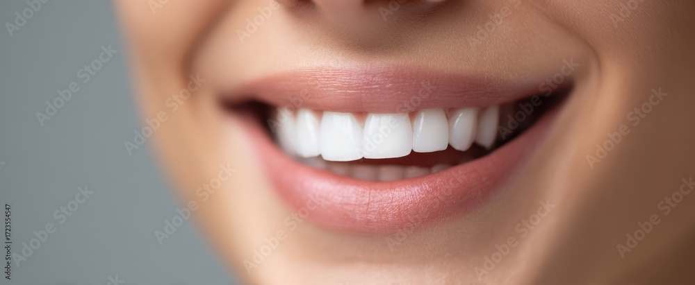 Obraz premium The radiant smile of a woman showcasing her perfect teeth and confidence.