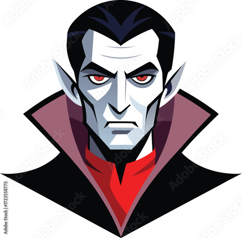 Vampire portrait with red eyes and pointed ears gothic