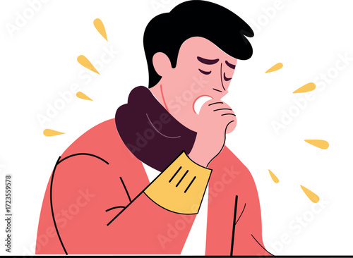 Coughing Man Vector: An Illustration of Sickness & Cold Symptoms