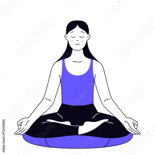  Serene yogi sitting cross-legged meditation yoga illustration vector illustration