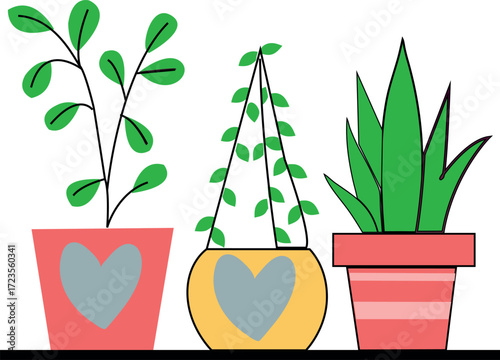 Houseplants Vector Art: Potted Plants for Home Decor & Nature Themes