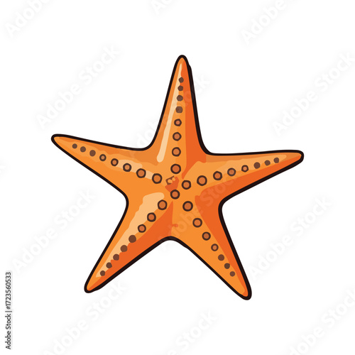 Vivid illustration of a single starfish, showcasing its vibrant orange coloration and intricate details.