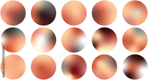 Gradient Vector Spheres Set – Dusty Sandstone Terracotta Orange, Yellow, Red, and Slate Abstract 3D Circle Elements for Backgrounds, Illustrations, UI, and Branding