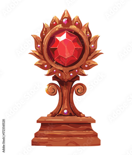 Golden trophy with a prominent red jewel, a symbol of a passionate victory and a well-deserved reward