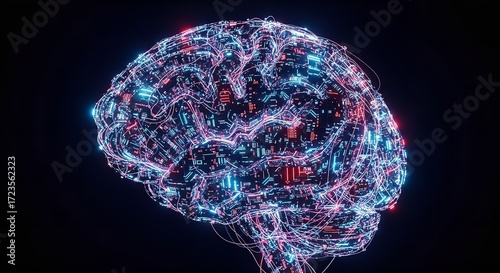 Wallpaper Mural Abstract Brain Made of Tangled Glowing Circuits Torontodigital.ca