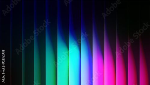 Abstract vibrant teal blue pink color refracted strips glass gradient texture. Creative ribbed texture for modern futuristic technology backgrounds, banners, headers, covers, presentations. Vector