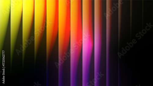 Abstract vibrant yellow red pink color refracted strips glass gradient texture. Creative ribbed texture for modern futuristic technology backgrounds, banners, headers, covers, presentations. Vector