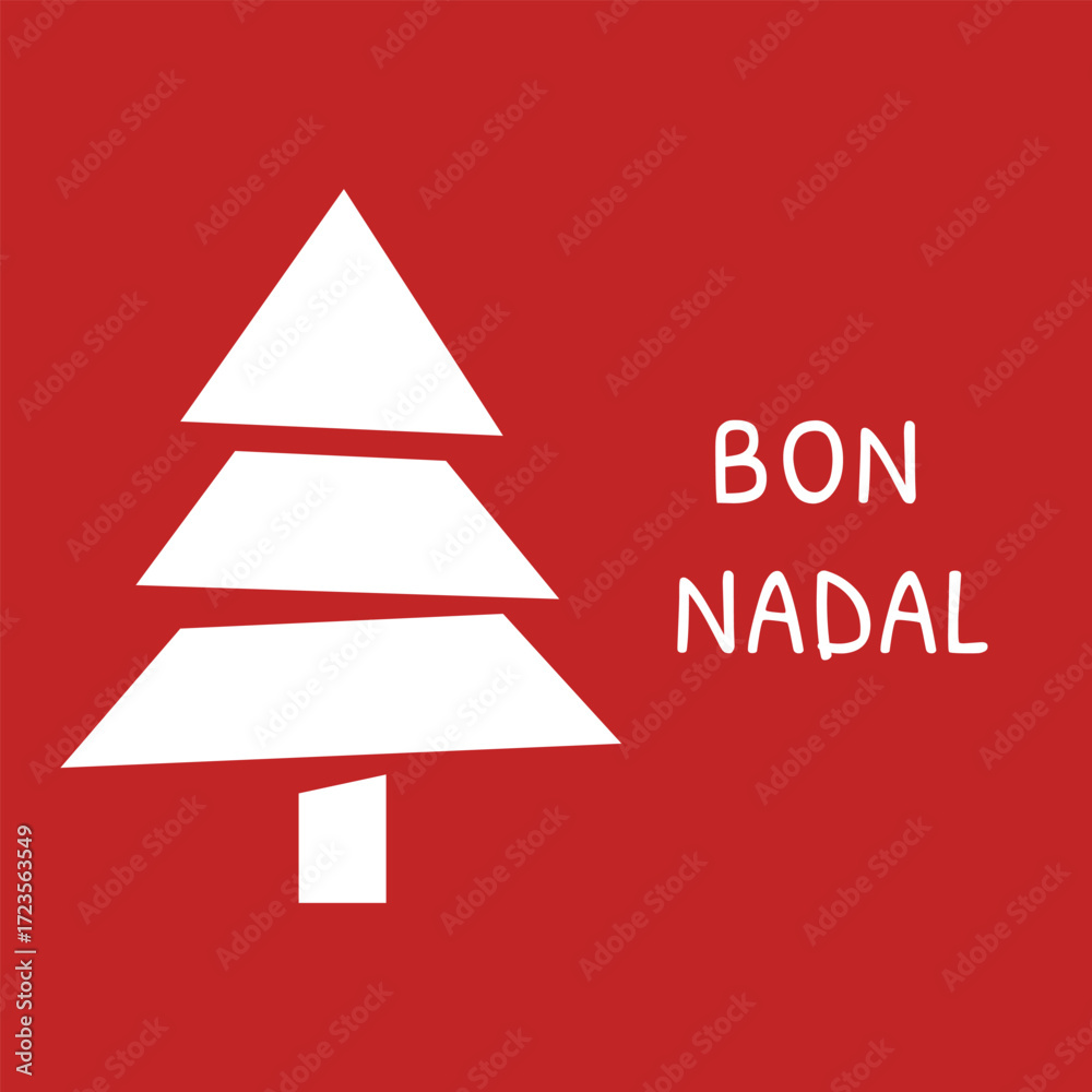 Fototapeta premium Bon Nadal Greeting Card simple Christmas design