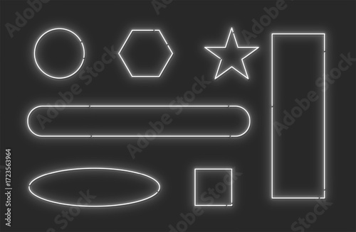 図形のシンプルなネオンライト ホワイト〜Simple neon light white shape〜