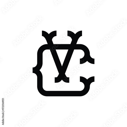 VC monogram logo design letter text name symbol monochrome logotype alphabet character simple logo